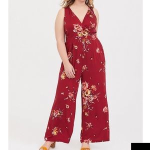 Red Floral Jumpsuit